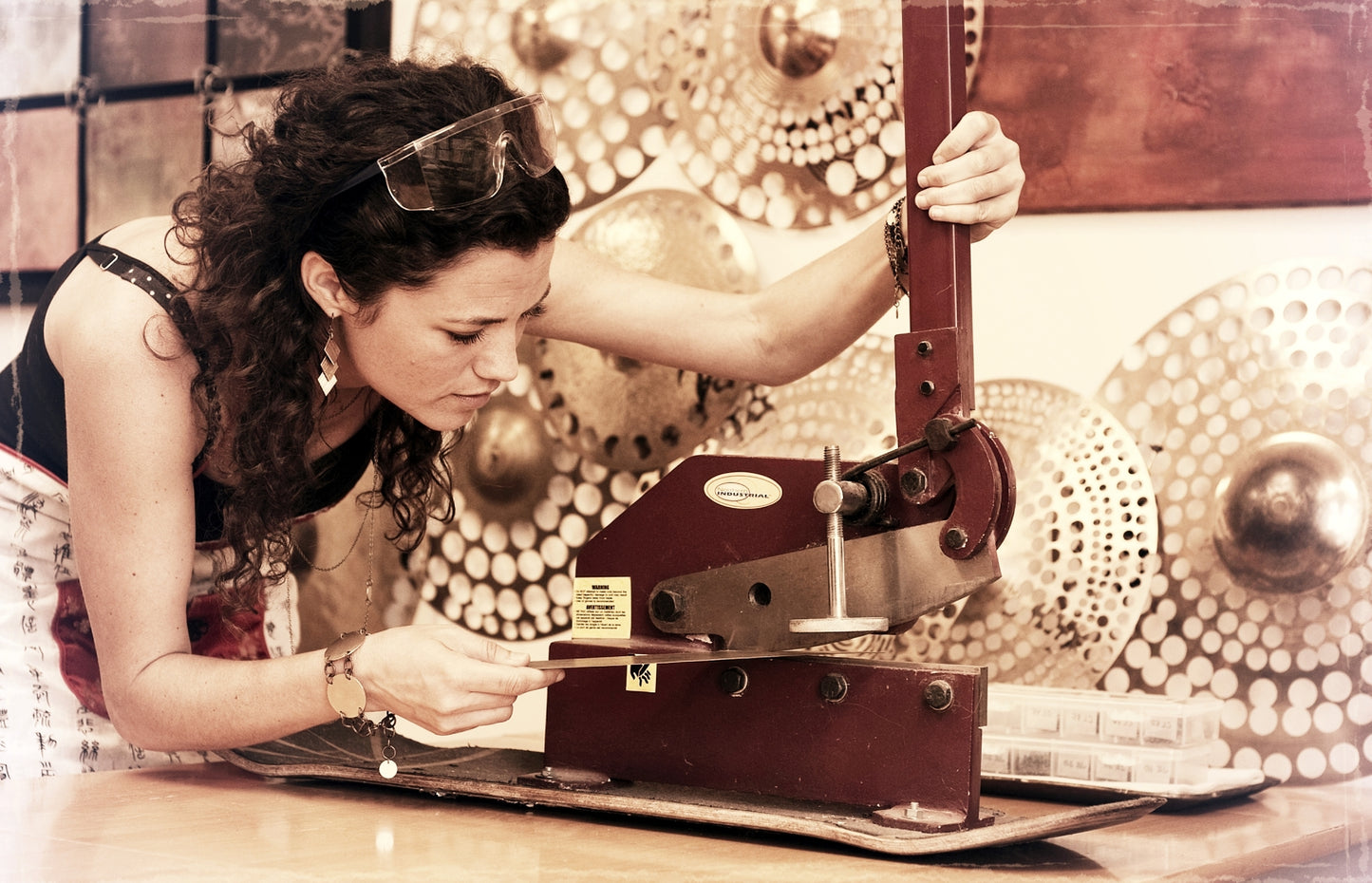 2-Part Harmony Earrings Made From Bronze Drum Cymbals