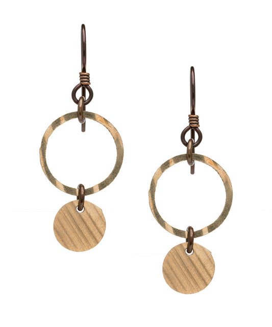 2-Part Harmony Earrings Made From Bronze Drum Cymbals