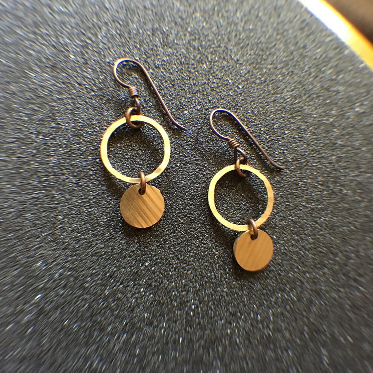 2-Part Harmony Earrings Made From Bronze Drum Cymbals