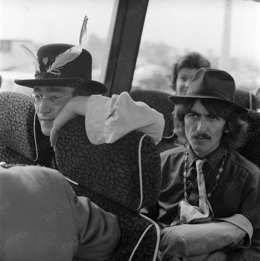 The Beatles John Lennon & George Harris on Bus 1967 Photo Print