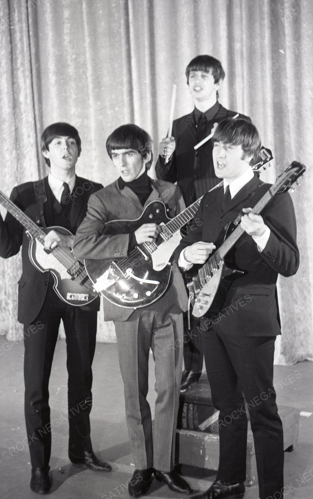 The Beatles Cramming Together 1964 Ed Sullivan Photo Print