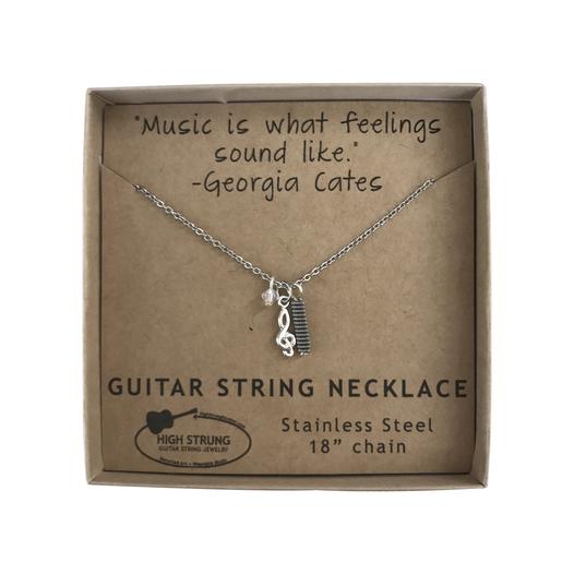 "Music is what Feelings Sound Like" Handcrafted Song Lyrics Charm Necklace