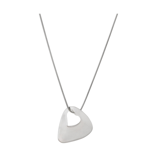 Handcrafted Stainless Steel Guitar Pick Heart Necklace