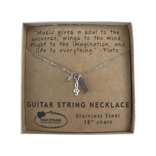 Plato "Music Gives A Soul To The Universe" Handcrafted Quote Charm Necklace