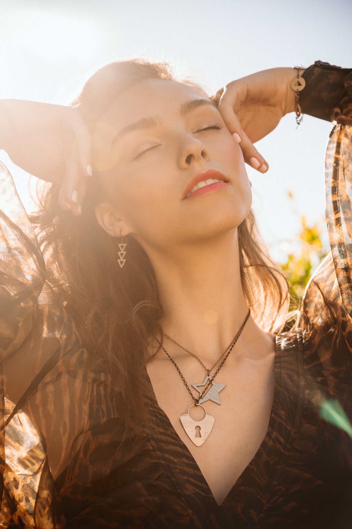 Tri-Tone Necklace Made From Bronze Drum Cymbal