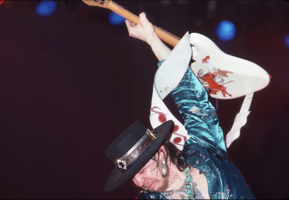 Stevie Ray Vaughan Victory Pose on Soul to Soul Tour 1985 Photo Print